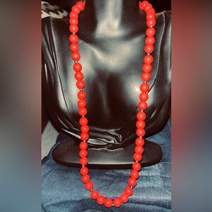 Vintage Elegant Red Beaded Necklace